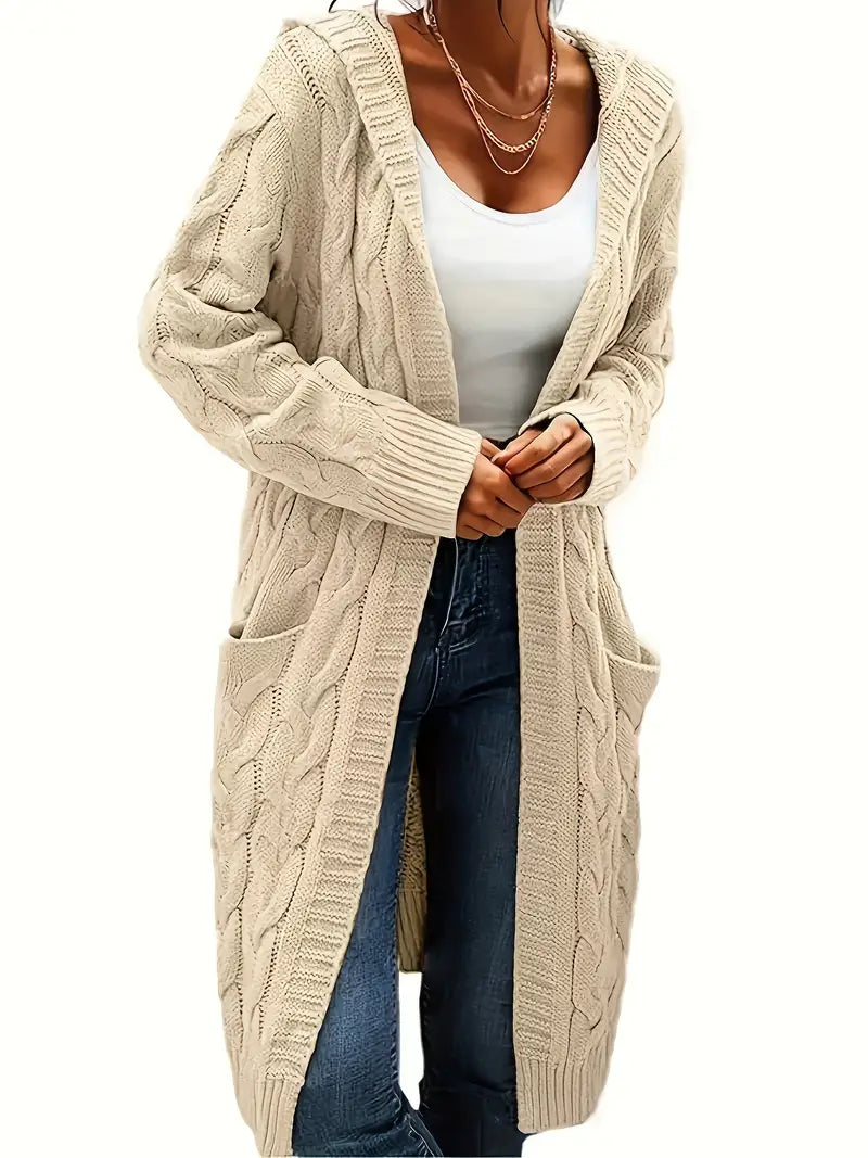 Cable Knit Hooded Cardigan for women