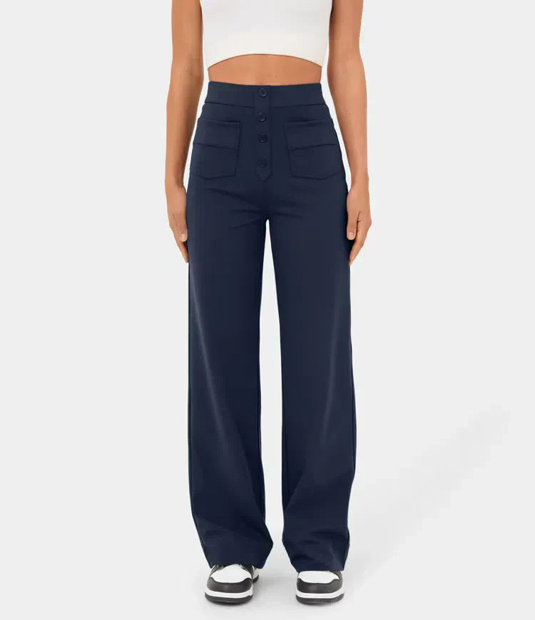 Women's comfort trousers with a high waist