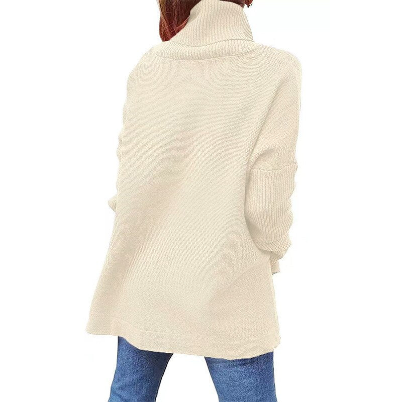 Oversized Turtleneck Batwing Knit Sweater