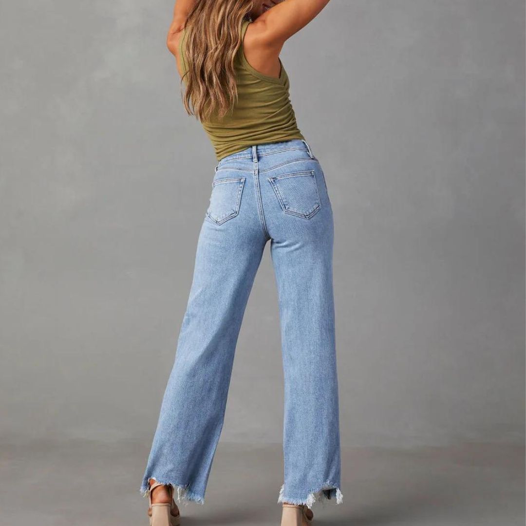 Erica - Straight Cut Fringe Jeans