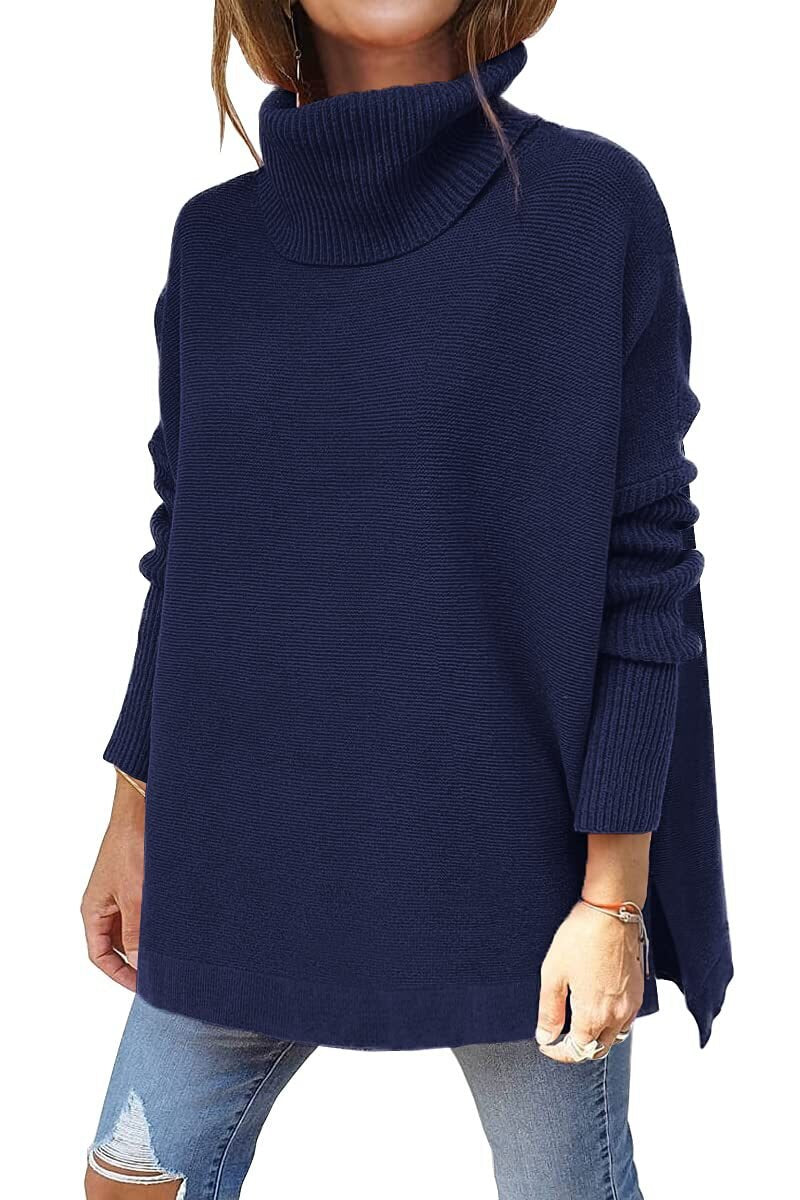 Oversized Turtleneck Batwing Knit Sweater