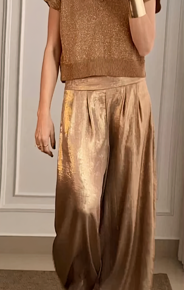 Glossy Vest and Metallic Pants for women