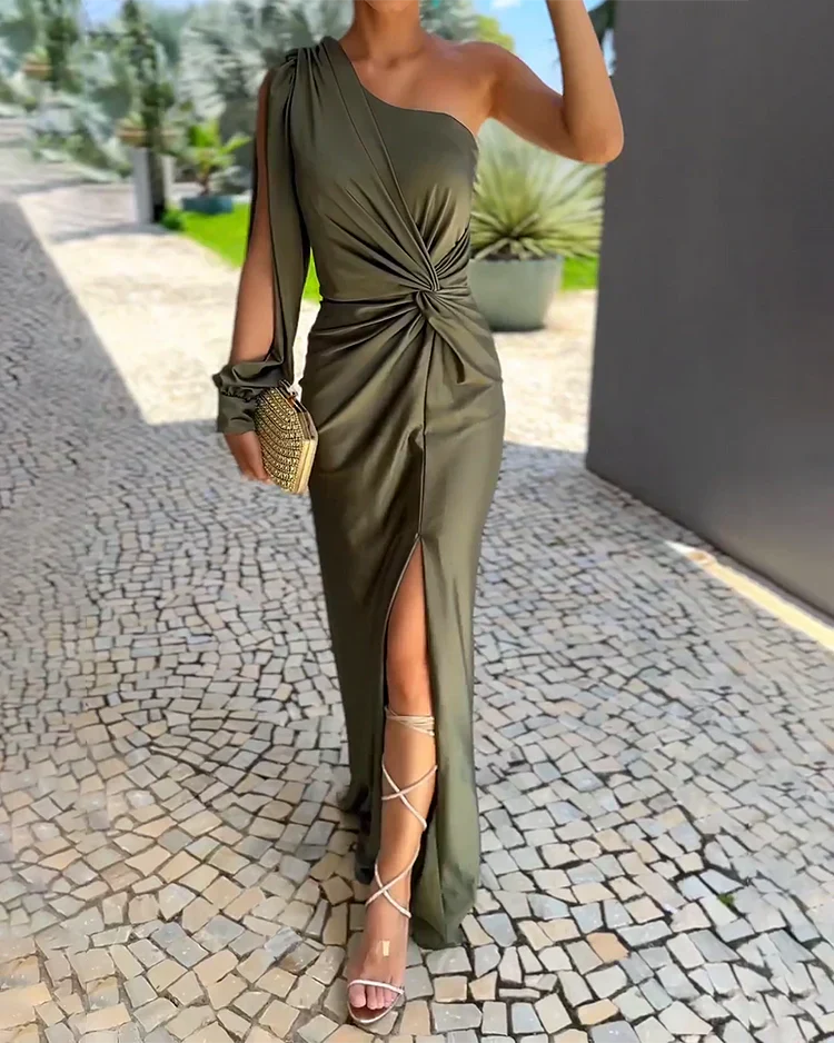 Elegant One-Shoulder Knot Dress