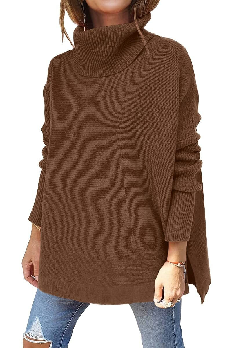 Oversized Turtleneck Batwing Knit Sweater