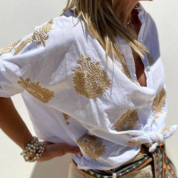 Florence - Elegant Blouse with Floral Details for Women