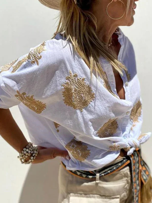 Florence - Elegant Blouse with Floral Details for Women