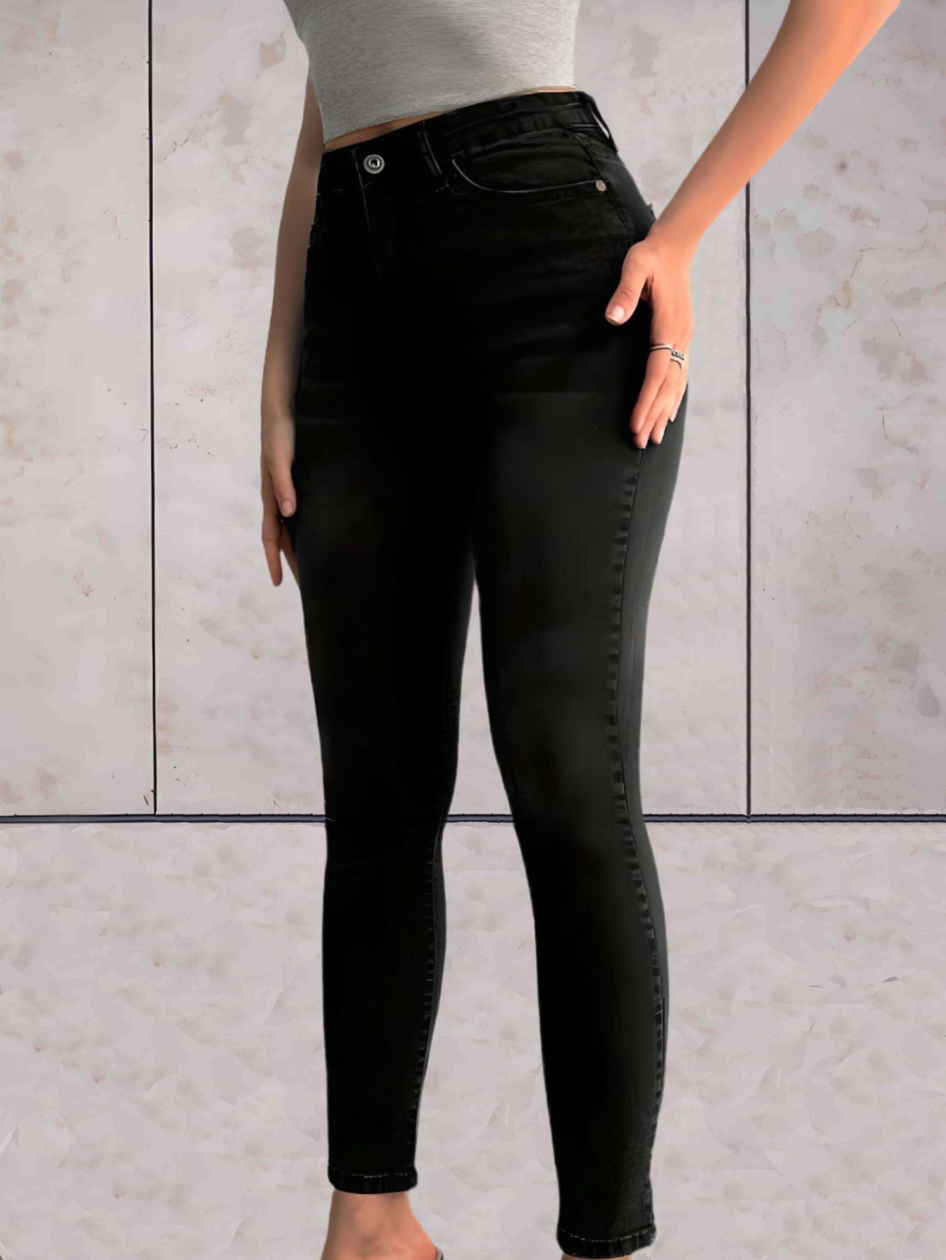 High-waisted skinny jeans for women