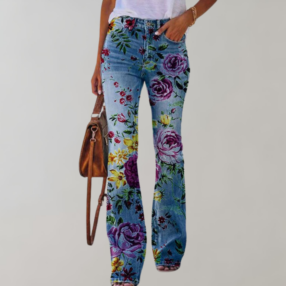 Floral pattern wide pants for women