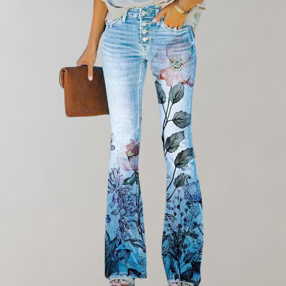 Floral pattern wide pants for women