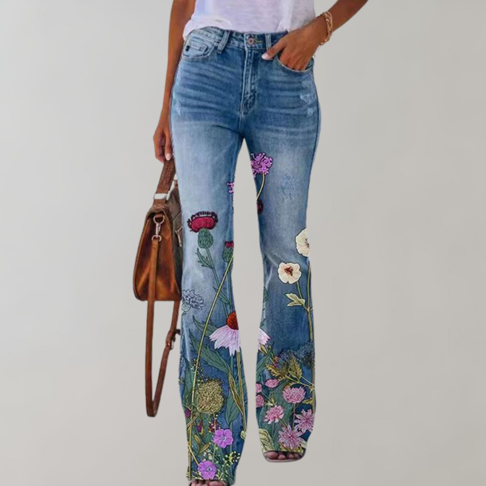 Floral pattern wide pants for women