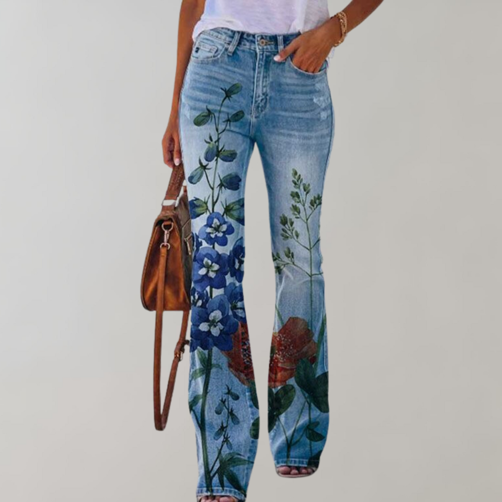 Floral pattern wide pants for women