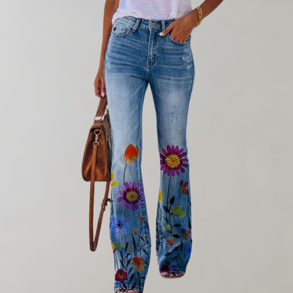 Floral pattern wide pants for women