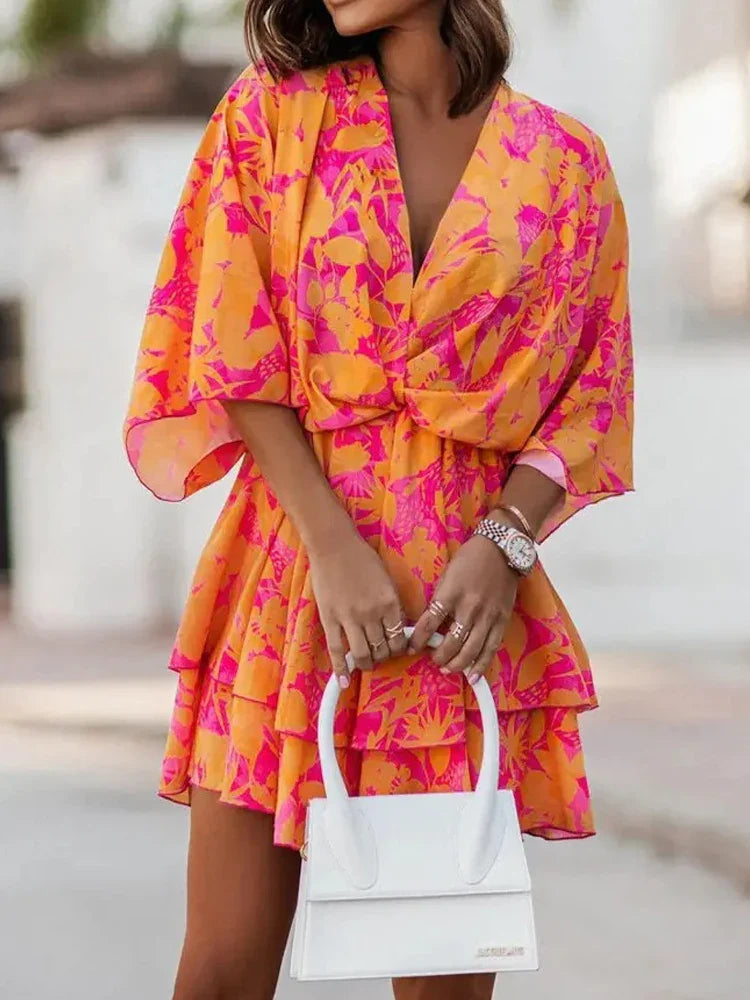 Mindy - V-Neck Sunset Dress