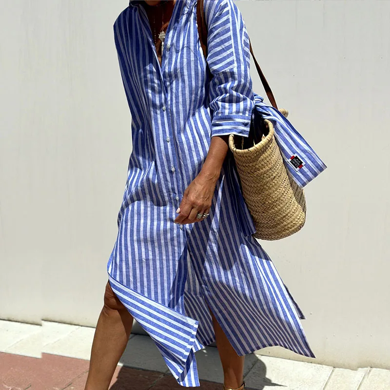 Classic Striped Shirt Dress for women