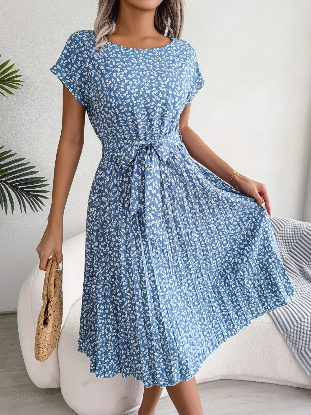 Estelle - Floral Pleated Dress