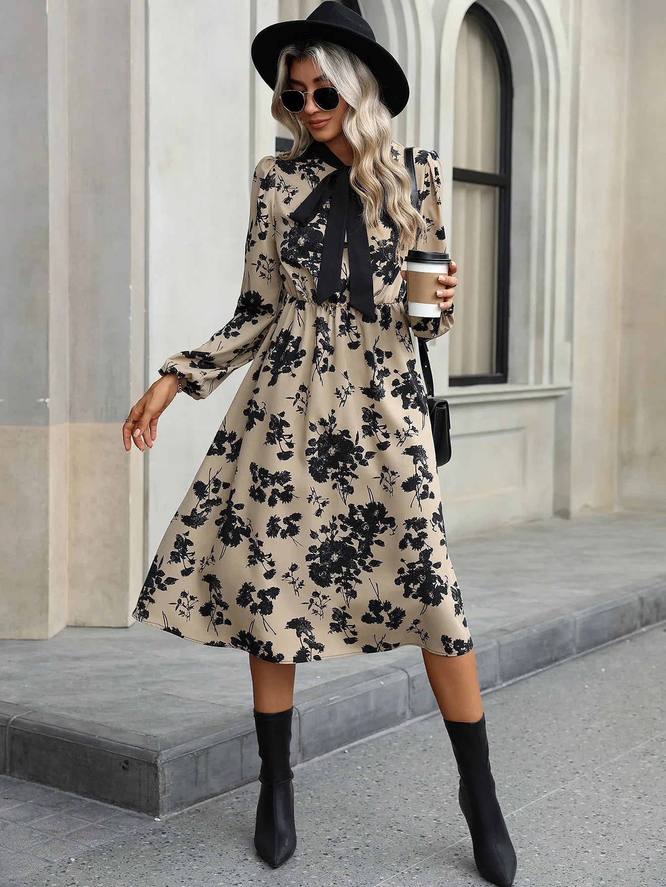 Paris - Bow-Tie Print Dress