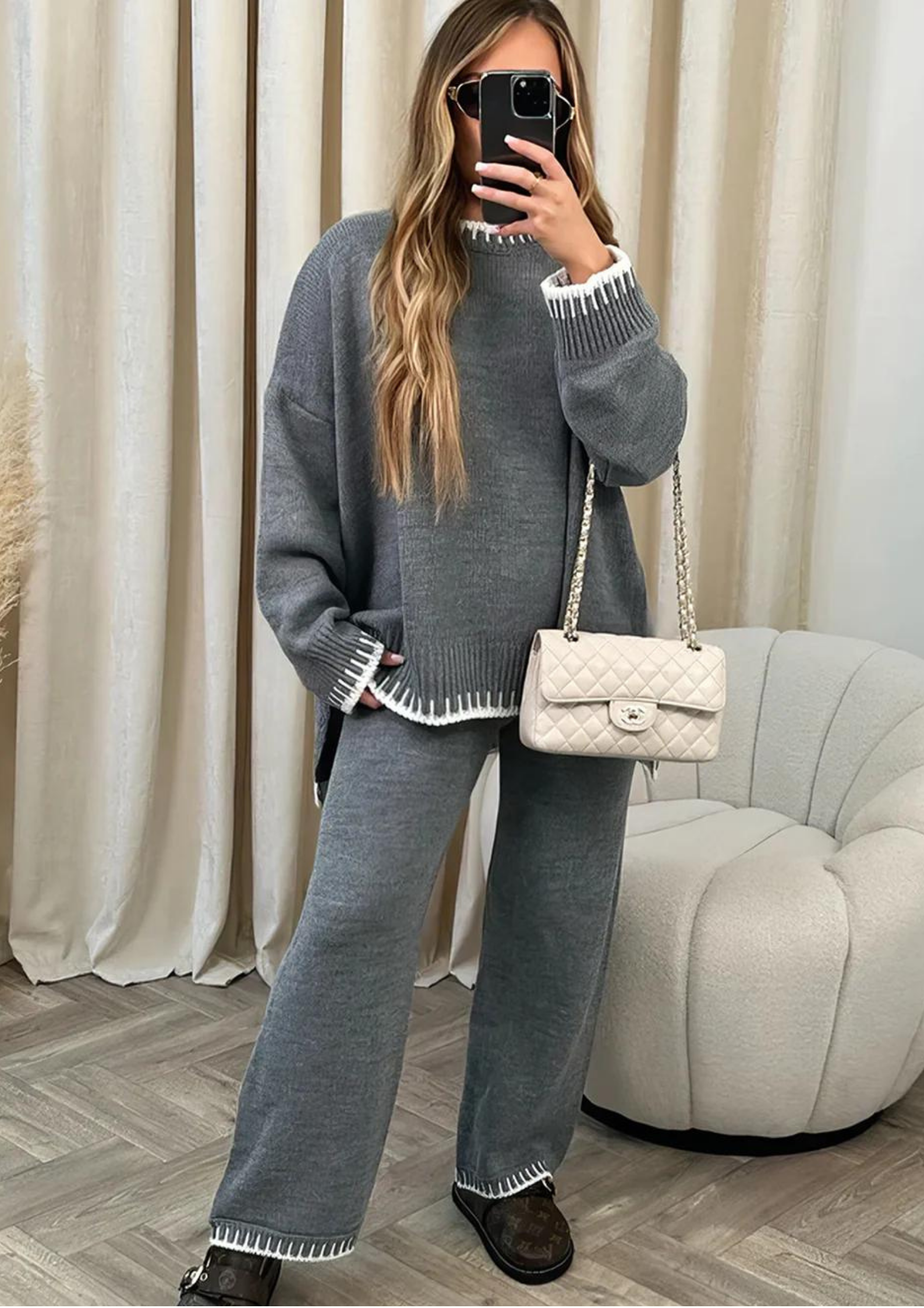 Fashionable women's sweater and pants set