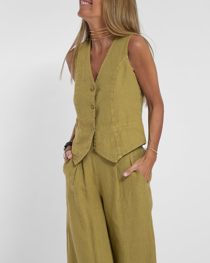 Elegant 2-piece set - wide trousers & vest