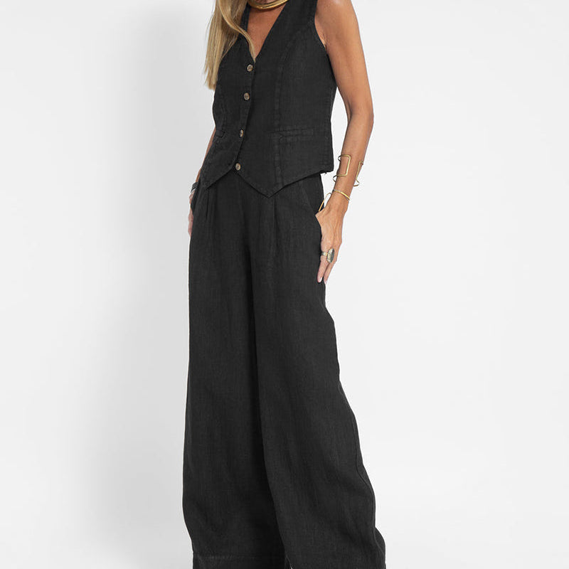 Elegant 2-piece set - wide trousers & vest