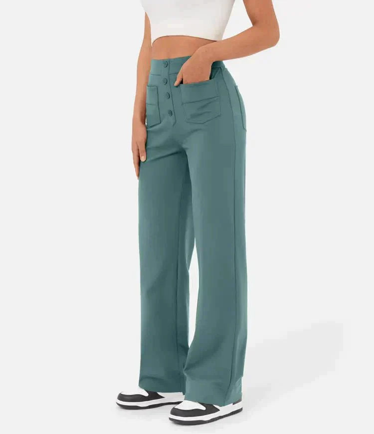 Women's comfort trousers with a high waist