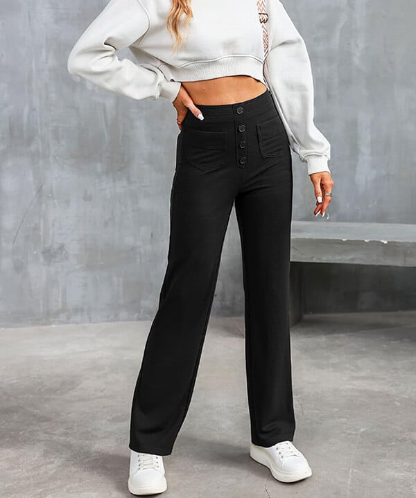 High-Waisted Elastic Pants