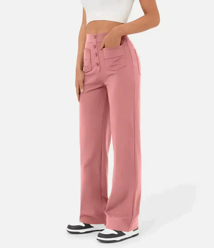 Women's comfort trousers with a high waist