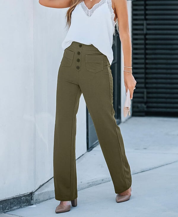 High waisted, elasticated trousers