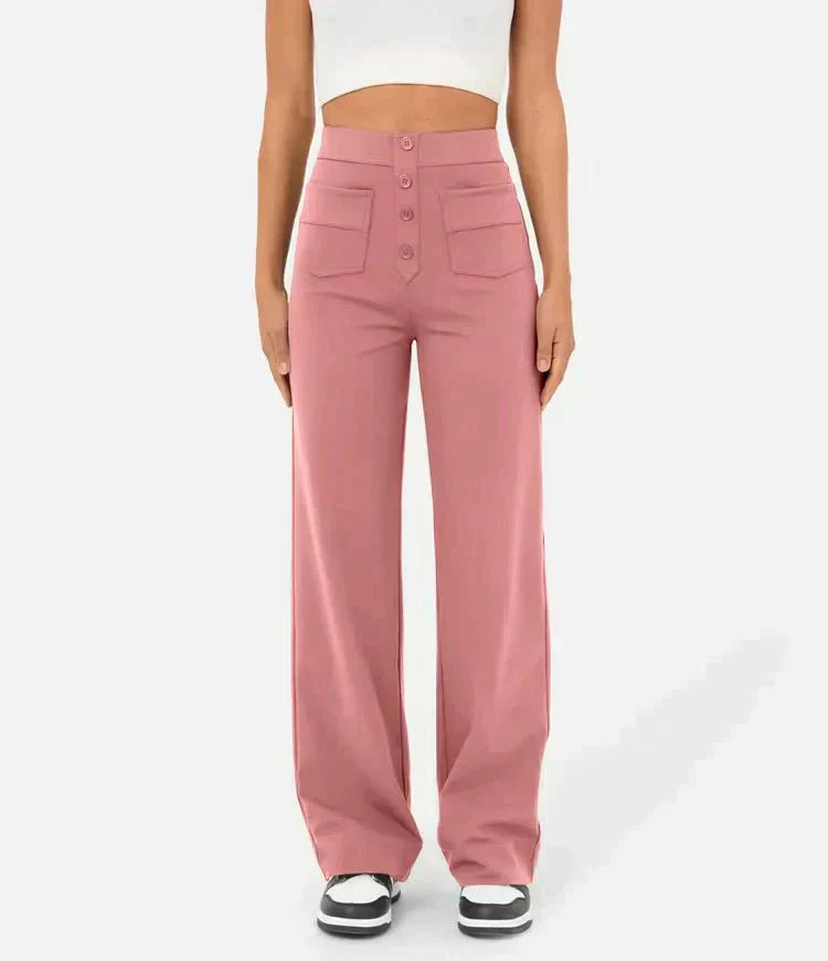 High waisted, elasticated trousers