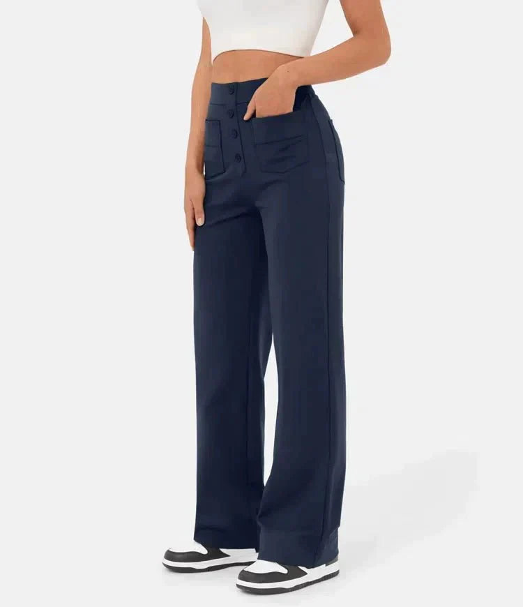 Women's comfort trousers with a high waist