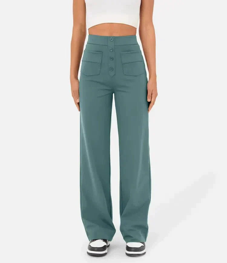 Women's comfort trousers with a high waist