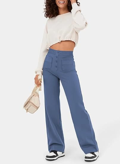 High waisted, elasticated trousers