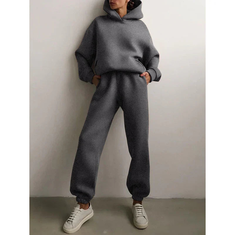 Oversized hoodie and wide jogging bottoms for women