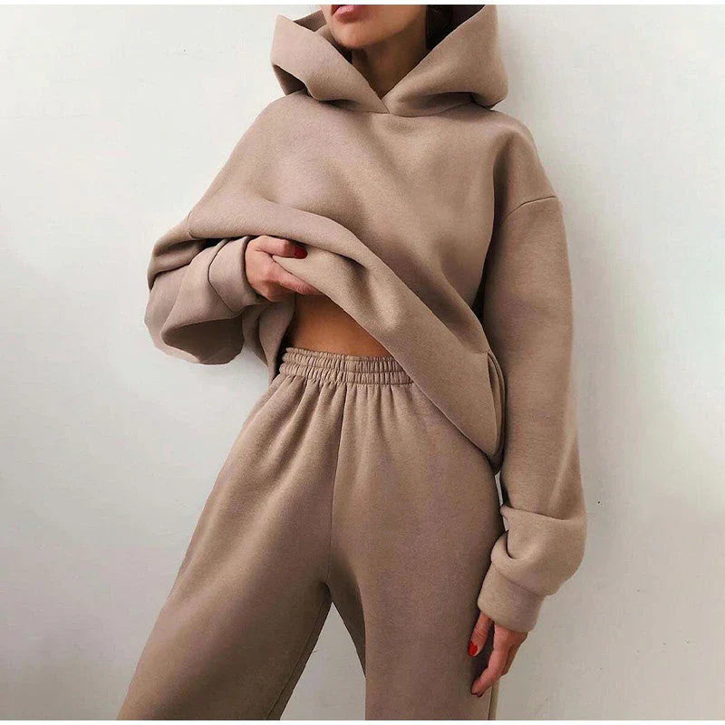 Oversized hoodie and wide jogging bottoms for women