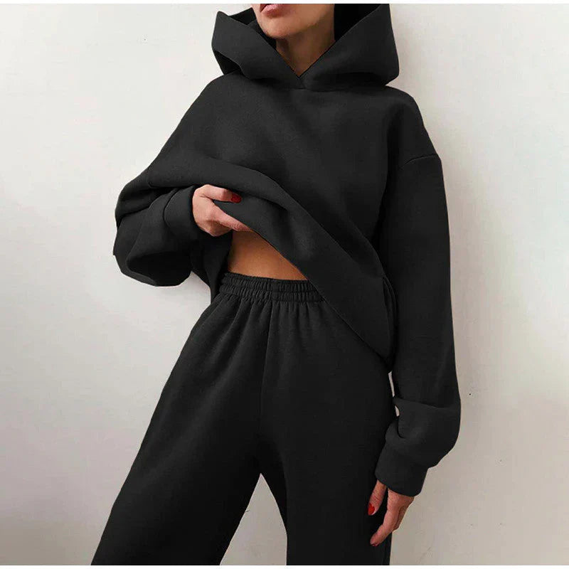 Oversized hoodie and wide jogging bottoms for women