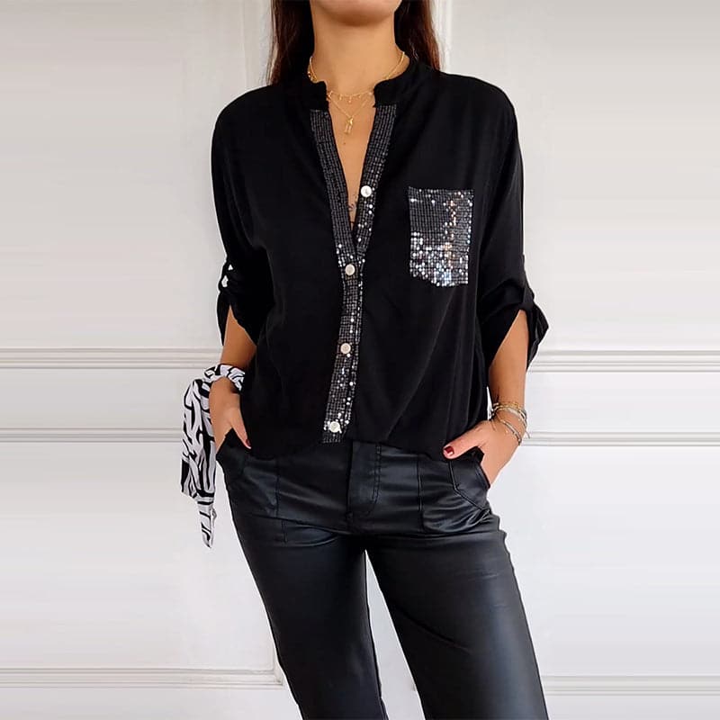 Harlow - Sparkle Button-Up Blouse