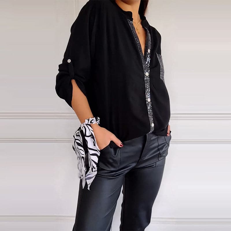 Harlow - Sparkle Button-Up Blouse