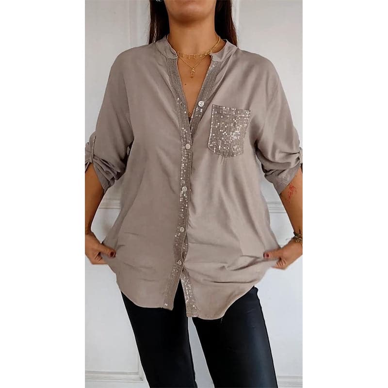 Harlow - Sparkle Button-Up Blouse