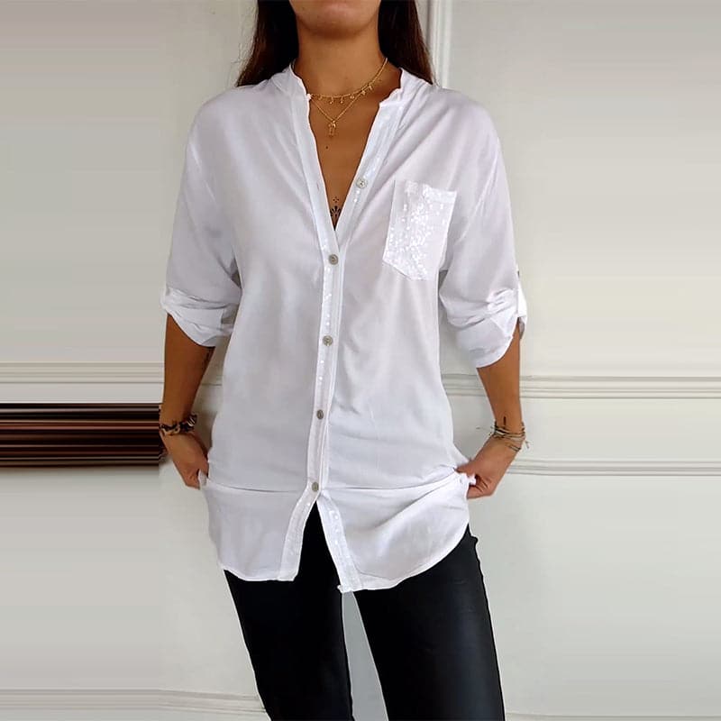 Harlow - Sparkle Button-Up Blouse