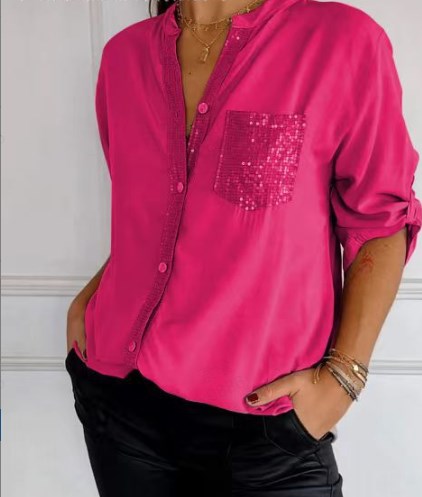 Harlow - Sparkle Button-Up Blouse