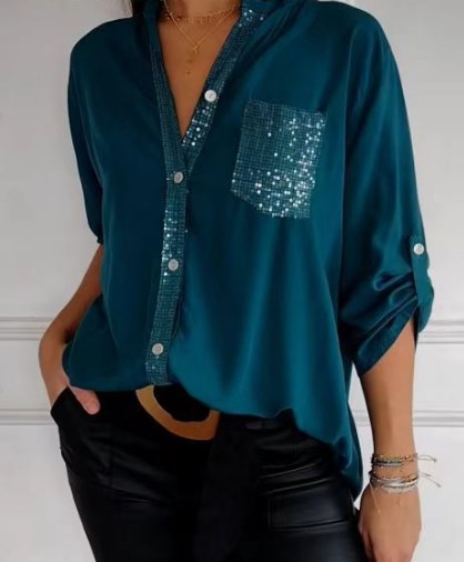 Harlow - Sparkle Button-Up Blouse